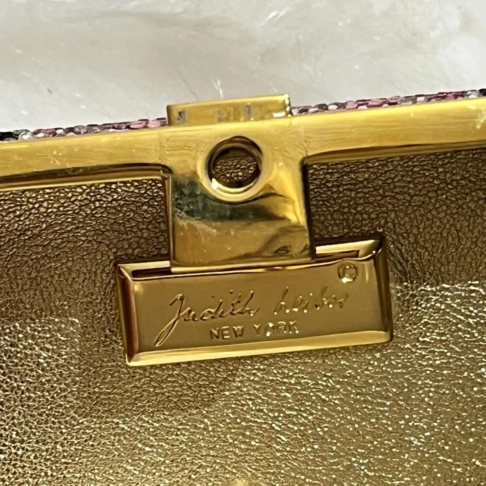 Vintage Judith Leiber Bag Womens Floral Crystal Minaudiere Italy Evening